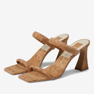 DOLCE VITA Womens Beige CorkNovah Toe Block Heel Slip On Heeled Sandal 11 NEW